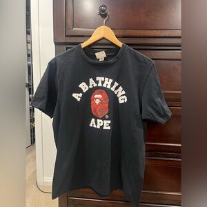 A Bathing Ape Black Camo College Short Sleeve Graphic T Shirt Mens Size Medium